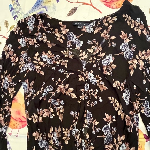 American Eagle bodysuit Floral Black Women's Top size small - Picture 7 of 9